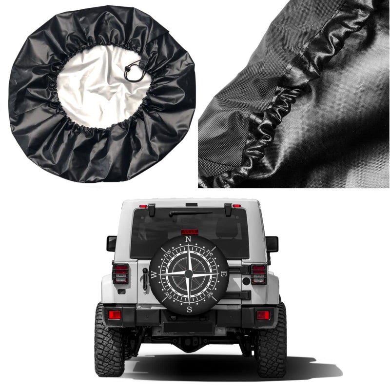 Foruidea Compass Sun Dial Black Spare Tire Cover Waterproof Dust-Proof Wheel Tire Cover Fit for Jeep,Trailer, RV, SUV and Many Vehicle 16 Inch - Image 5